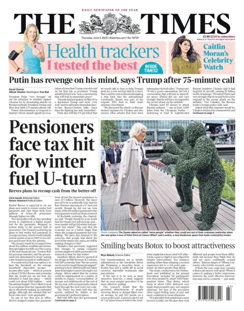 "Pensioners face tax hit for winter fuel U-turn" reads the headline on the front page of The Times.
