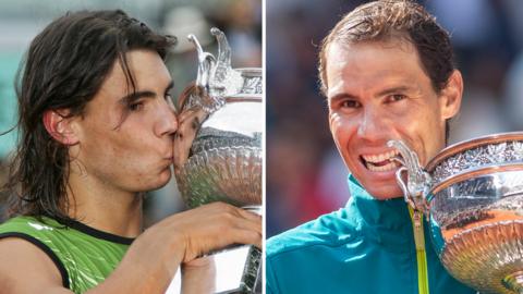 Rafael Nadal with French Open trophy