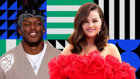 Getty Images A composite image of KSI and Selena Gomez