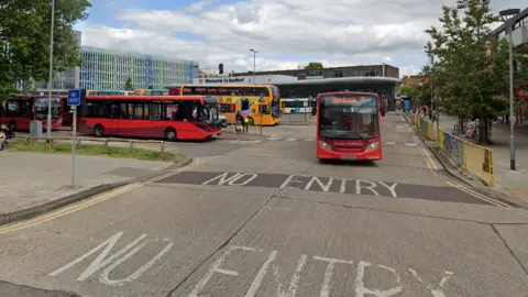 A view on street view of Bedford Bus Station