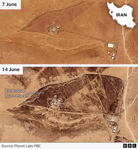 A comparison of images taken on 7 June and 14 June in Kermanshah