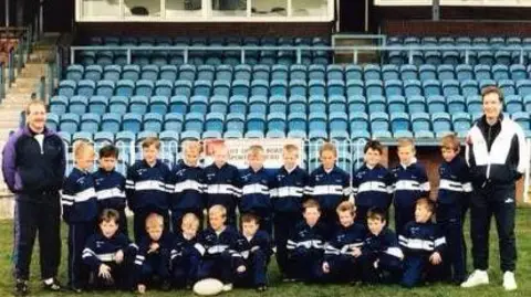 Bob Woodhead Rob Burrow with his Travellers Saints Under 9s team in the early 1990s