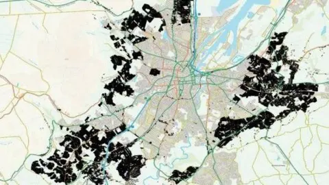 Belfast City Council A map of Belfast showing which areas do not receieve glass collection services