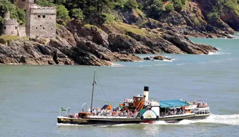 Instagram/@SunRiderDrones Kingswear Castle paddle steamer on the River Dart