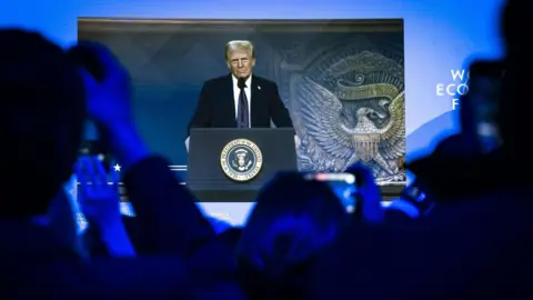 US President, Donald Trump addressing the World Economic Forum