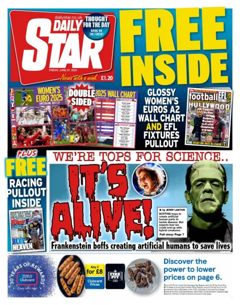 "It's alive" reads the headline on the front page of the Daily Star.