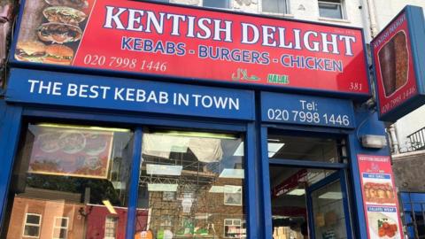 The front door and signage of Kentish Delight kebab shop