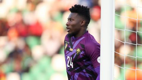Andre Onana in action for Cameroon
