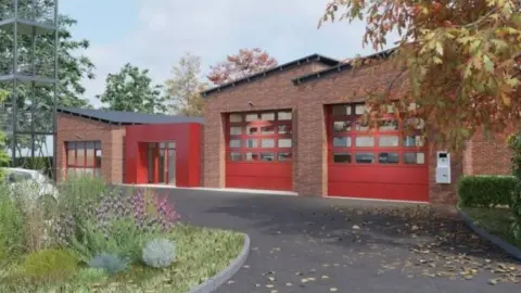 Surrey County Council An artist's impression of the new Chobham fire station
