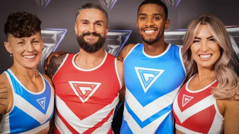 Contestants in their Gladiators' vest tops