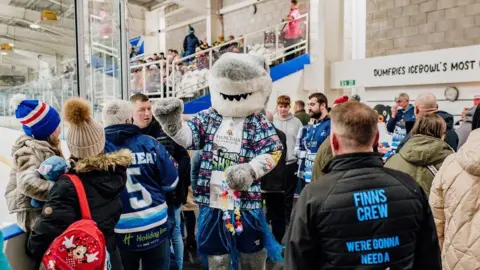 David Yule Solway Sharks match mascot Finn