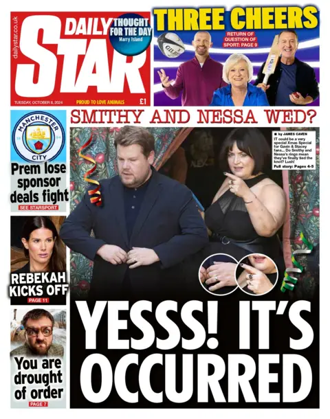 Front leafage   of the Daily Star.