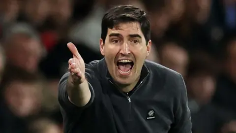 Bournemouth boss Andoni Iraola shouts instructions to his players