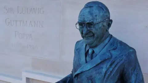 A statue of Sir Ludwig Guttmann at Stoke Mandeville Hospital, Aylesbury