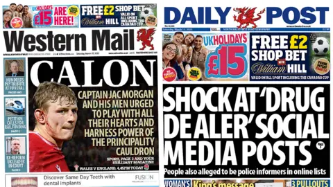 Front pages of the Daily Post and Western Mail