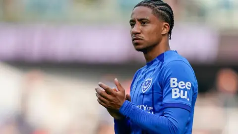 Sammy Silvera claps the Portsmouth fans after a match