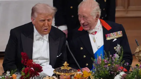 El presidente de Reuters, Trump y el rey Charles, en el banquete estatal