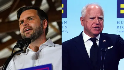 Getty Images Senator JD Vance and Minnesota Governor Tim Walz