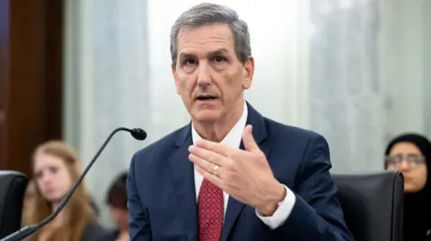 Getty Images FAA Administrator Mike Whitaker testifies before a Senate Commerce Committee hearing on "FAA Oversight of Aviation Manufacturing," on Capitol Hill in Washington, DC, on June 13, 2024.