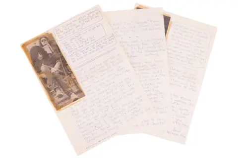 PA Media Three letters fanned out. There is a picture in the top left on the first one.