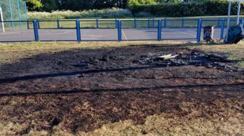 Bassetlaw District Council Damaged flooring where the climbing equipment once stood