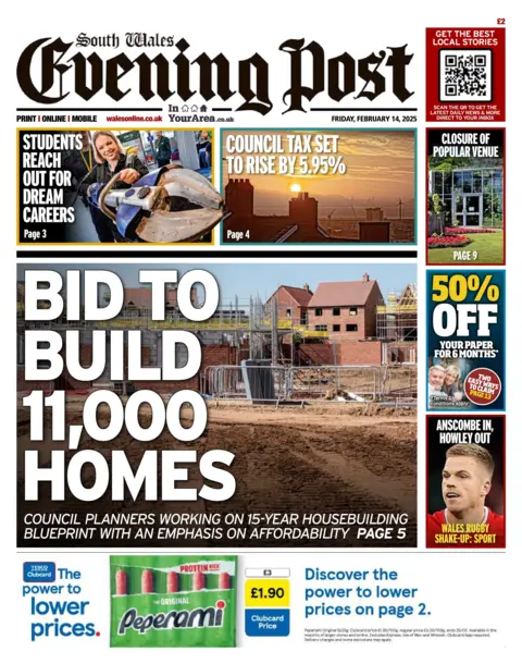 South Wales Evening Post Front page of South Wales Evening Post