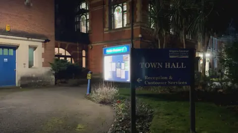 Exterior of the town hall in Reigate in Surrey. The building is the headquarters of Reigate & Banstead Borough Council.