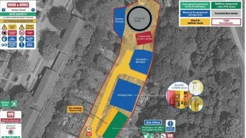 Yorkshire Water A greyed out satellite image map showing one colourful strip of land