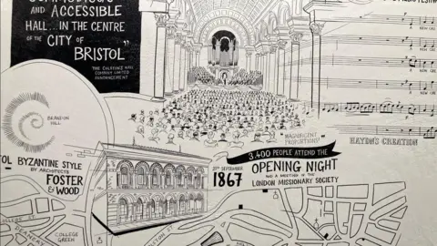 Bristol Beacon View of the artwork that depicts the timeline of the venue's history