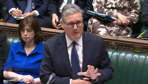UK Parliament Sir Keir Starmer speaking in the House of Commons during Prime Minister's Questions.