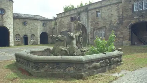 Roy Finch Photograph from 2000 of the Neptune Fountain at Winstanley Hall. The image was taken by Mr Roy Finsh and is on the Historic England website.