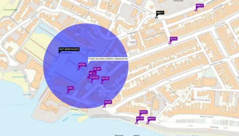 Devon and Cornwall Police A map of a cordon in Exmouth