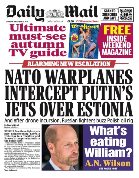  “Nato warplanes intercept Putin's jets over Estonia”.