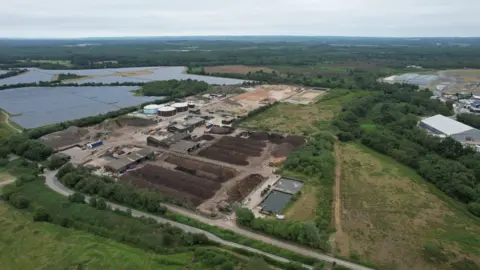 Eco Sustainable Solutions Aerial image of the Eco solutions plant at West Parley showing tanks and barns