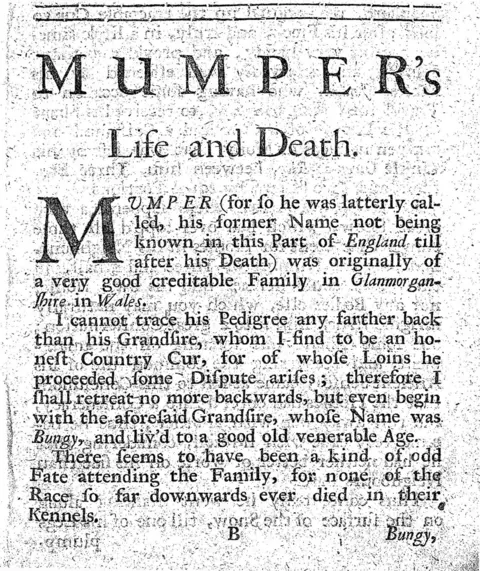 Gale Library Resources An extract on Mumper in The Comical History of the Life and Death of Mumper.