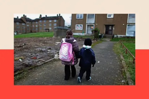Getty Images Children make their way home from school in the Easterhouse housing estate 