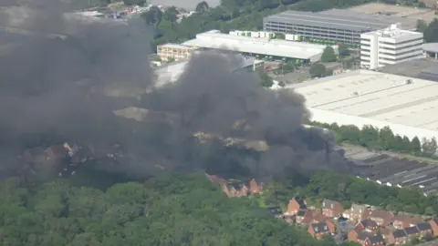 Steve Sharpe took this aerial image of the fire in the Western industrial area of Bracknell at about 1615 on 25/05.
