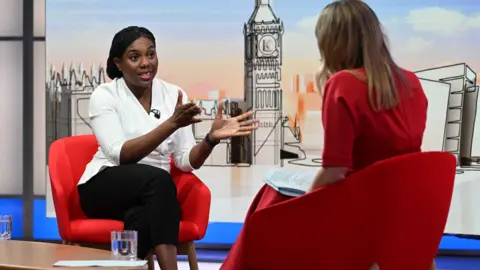Jeff Overs/BBC Conservative Party leader Kemi Badenoch being interviewed by Laura Kuenssberg 
