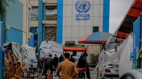 Getty Images UNRWA school used as shelter in Gaza City