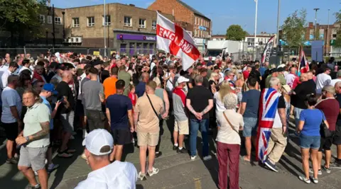 Protesters in Sutton-in-Ashfield