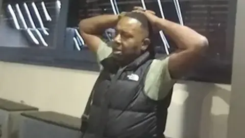 Nottinghamshire Police The moment Shaki Robinson, 49, of Radford Road, Nottingham, was arrested by Nottinghamshire Police on 22 November 2025.