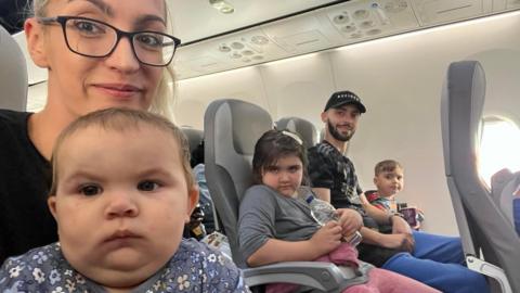 family on an aeroplane