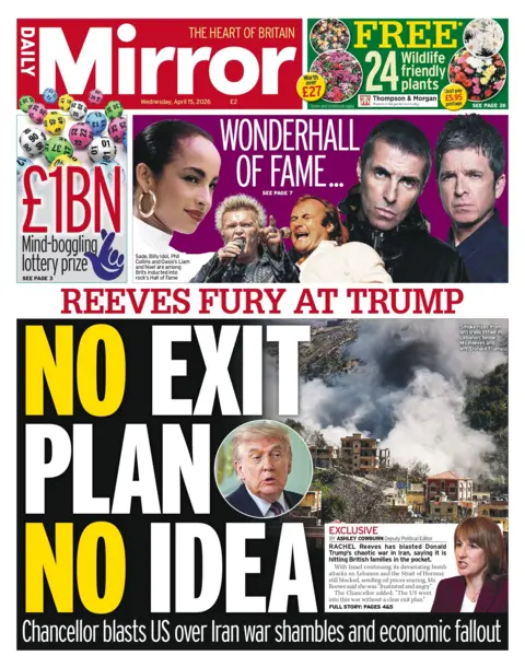 No exit plan, no idea" reads the headline on the front page of the Daily Mirror.