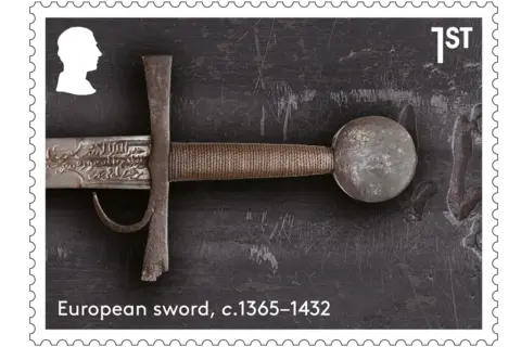 Royal Mail A photo of a European sword bearing Arabic inscriptions.