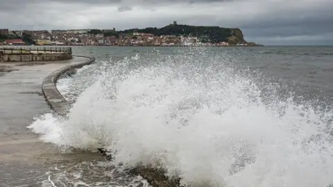 Getty Images Waves hitting coast in Scarborough, north Yorkshire