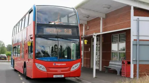 Warwickshire County Council Bus at park and ride station