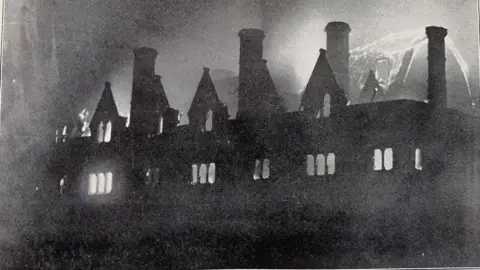 Aberystwyth University Archive Photo of the Old College fire in 1885