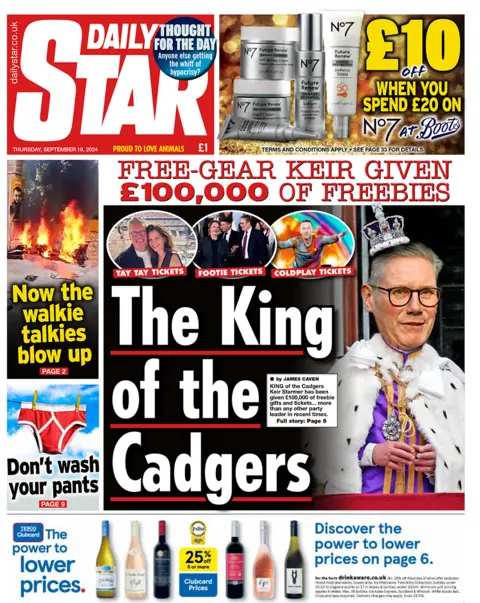 The Daily Star header  reads "The King of the cadgers"