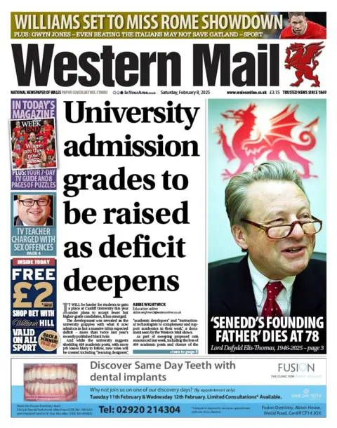 Western Mail Front page of the Western Mail 