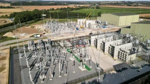Getty Images A construction site showing building of the electricity converter station in progress